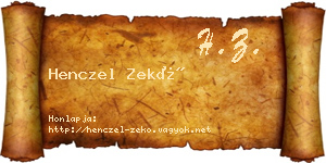 Henczel Zekő névjegykártya